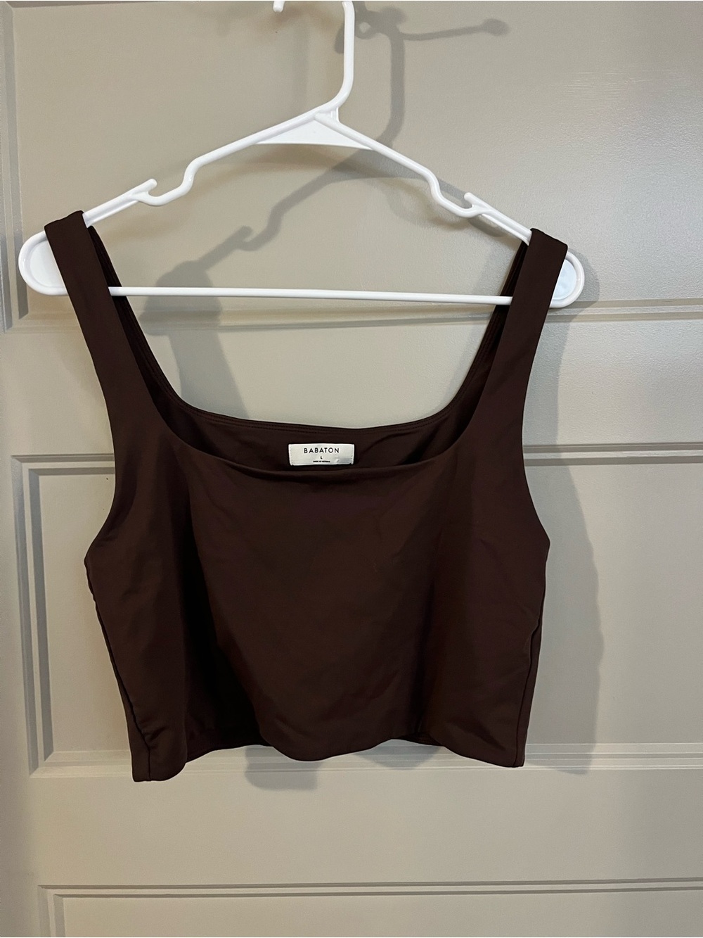 Aritzia Babaton Dark Brown Square-Neck Crop Top